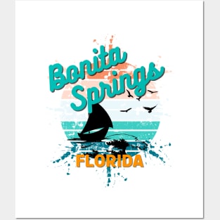 Bonita Springs Florida Retro Exploding Sunset Posters and Art